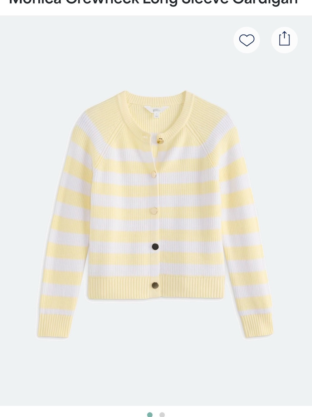 Market & Spruce Monica Yellow and White Striped Crewneck Cardigan